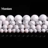 Howlite Beads Smooth Round Loose Stone Bracelet Necklace Jewelry Making