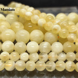 Mamiam Natural A Beige Yellow Calcite Beads Smooth Round Loose Stone