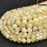 Mamiam Natural A Beige Yellow Calcite Beads Smooth Round Loose Stone