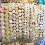 Mamiam Natural A Beige Yellow Calcite Beads Smooth Round Loose Stone