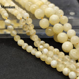 Mamiam Natural A Beige Yellow Calcite Beads Smooth Round Loose Stone