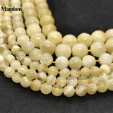Mamiam Natural A Beige Yellow Calcite Beads Smooth Round Loose Stone