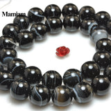 Mamiam Natural A Stripe Agate Beads 10mm Loose Round Stone Diy Bracelet