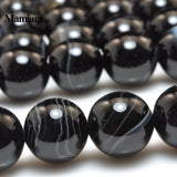 Mamiam Natural A Stripe Agate Beads 10mm Loose Round Stone Diy Bracelet