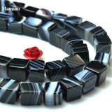 Mamiam Natural Agate Faceted Square Beads 4mm 6mm 8mm
