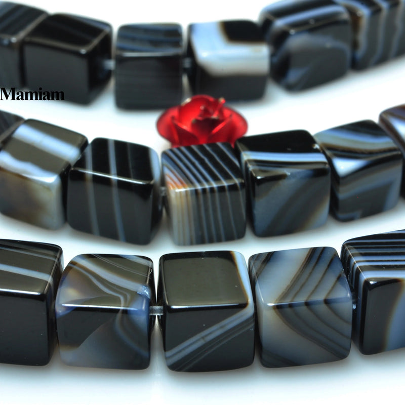 Mamiam Natural Agate Faceted Square Beads 4mm 6mm 8mm