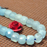 Mamiam Natural Aquamarine Faceted Beads 4+-0.2mm Bracelet Necklace DIY Jewelry