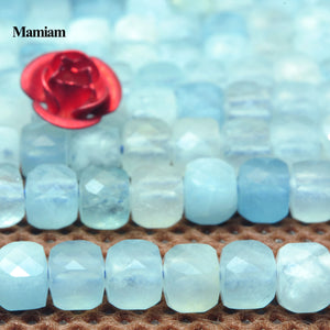 Mamiam Natural Aquamarine Faceted Beads 4+-0.2mm Bracelet Necklace DIY Jewelry