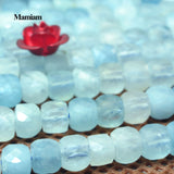 Mamiam Natural Aquamarine Faceted Beads 4+-0.2mm Bracelet Necklace DIY Jewelry