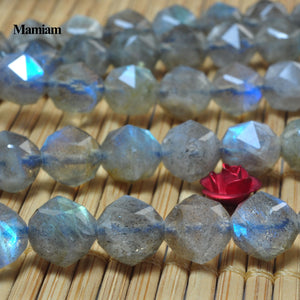 Labradorite Diamond Faceted Beads 3.8mm 6mm Round Stone Diy Bracelet Necklace