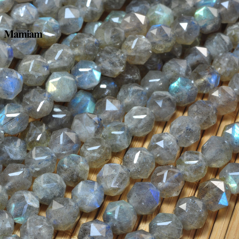 Labradorite Diamond Faceted Beads 3.8mm 6mm Round Stone Diy Bracelet Necklace