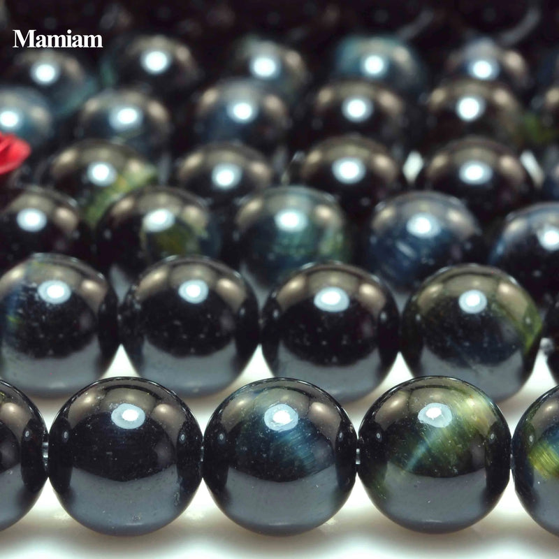 Mamiam Natural Hawk's Eye Charm Beads 8mm DIY Bracelet Necklace Jewelry Making