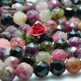 Mamiam Natural Tourmaline Diamond Cutting Faceted 6mm Beads