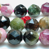 Mamiam Natural Tourmaline Diamond Cutting Faceted 6mm Beads