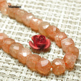 Mamiam Natural A+ Golden Sunstone Faceted Square Beads 3.8mm Loose Stone