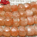Mamiam Natural A+ Golden Sunstone Faceted Square Beads 3.8mm Loose Stone