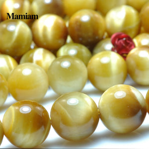 Golden Tiger Eye Beads 8-12mm Smooth Loose Stone Diy Bracelet Necklace