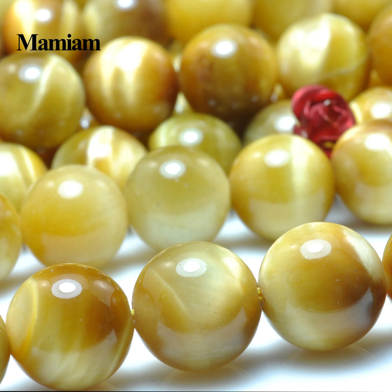 Golden Tiger Eye Beads 8-12mm Smooth Loose Stone Diy Bracelet Necklace