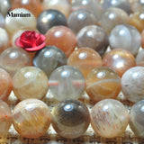 Gray Sunstone Beads 6mm 8mm 10mm Smooth Loose Round Stone DIY Bracelet Necklace