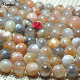 Gray Sunstone Beads 6mm 8mm 10mm Smooth Loose Round Stone DIY Bracelet Necklace