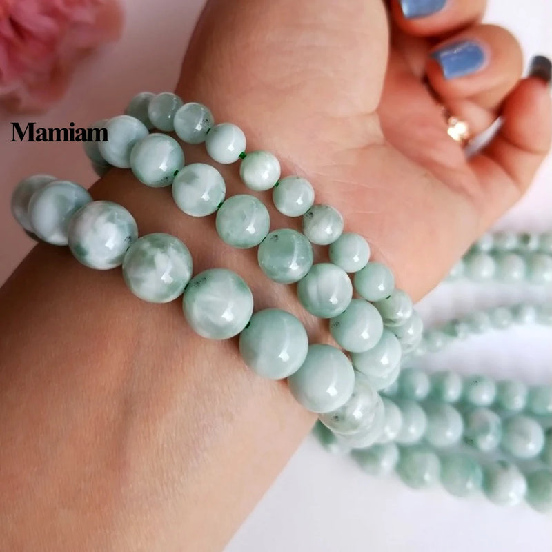 Green Angelite Beads Smooth Round Stone DIY Jewelry Making