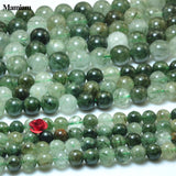 Green Rutilated Quartz Beads 8mm Smooth Loose Stone DIY Bracelet Necklace