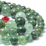 Green Rutilated Quartz Beads 8mm Smooth Loose Stone DIY Bracelet Necklace