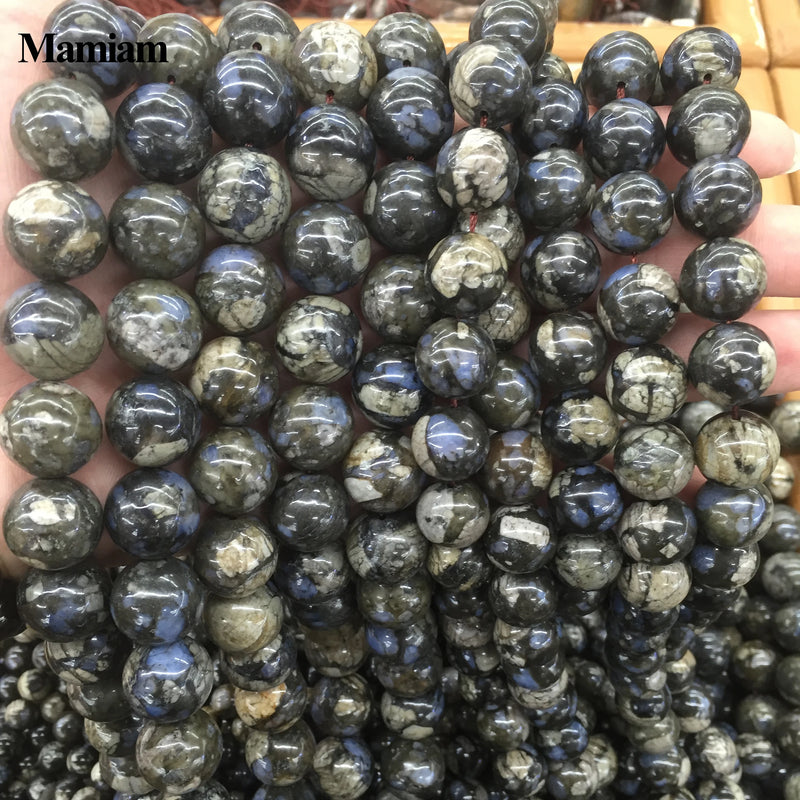 Mamiam Grey Opal Beads 12mm 14mm 16mm Smooth Round Stone DIY Bracelet Necklace