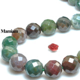 Mamiam Natural Agate Beads 12mm Faceted Round Stone DIY Bracelet Necklace