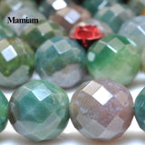 Mamiam Natural Agate Beads 12mm Faceted Round Stone DIY Bracelet Necklace
