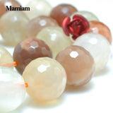 Mamiam Natural Mixed Moonstone Faceted Round Beads for DIY Bracelet Necklace