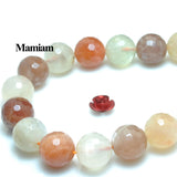 Mamiam Natural Mixed Moonstone Faceted Round Beads for DIY Bracelet Necklace