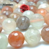 Mamiam Natural Mixed Moonstone Faceted Round Beads for DIY Bracelet Necklace