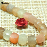 Mamiam Natural A+ Mixed Moonstone Faceted Square Beads 4.2mm Loose Stone