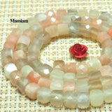 Mamiam Natural A+ Mixed Moonstone Faceted Square Beads 4.2mm Loose Stone
