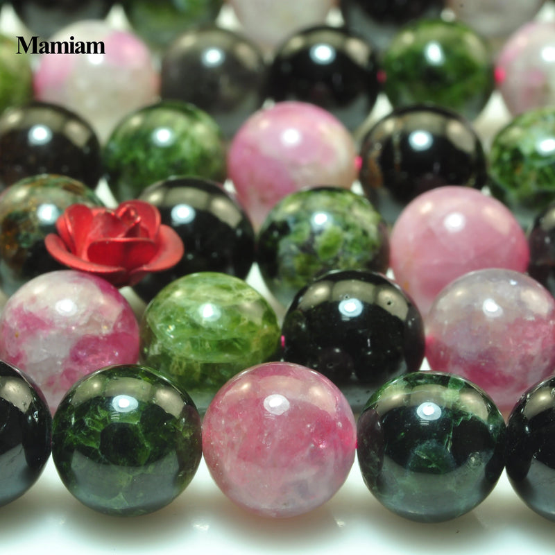 Mamiam Natural Tourmaline Beads 8mm Round Stone Diy Jewelry Making