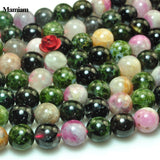 Mamiam Natural Tourmaline Beads 8mm Round Stone Diy Jewelry Making