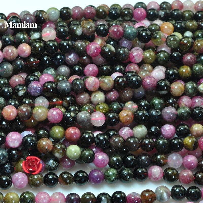 Mamiam Natural Tourmaline Charm Beads 6mm DIY Jewelry Making