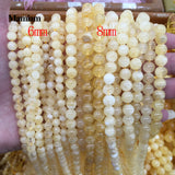 Mamiam Natural A Orange Yellow Calcite Beads Smooth Round Loose Stone Diy
