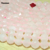 Pink Rose Quartz Crystal Beads 8mm Diamond Faceted Round Stone