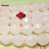 Pink Rose Quartz Crystal Beads 8mm Diamond Faceted Round Stone