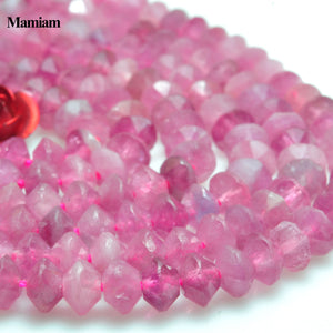 Mamiam Natural Pink Tourmaline Faceted Rondelle Disc Beads 3x4mm