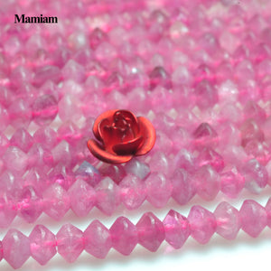 Mamiam Natural Pink Tourmaline Faceted Rondelle Disc Beads 3x4mm