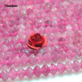 Mamiam Natural Pink Tourmaline Faceted Rondelle Disc Beads 3x4mm