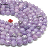 Mamiam Natural Purple Lepidolite Faceted Round Beads 6mm 8mm 10mm
