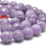 Mamiam Natural Purple Lepidolite Faceted Round Beads 6mm 8mm 10mm