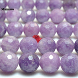 Mamiam Natural Purple Lepidolite Faceted Round Beads 6mm 8mm 10mm