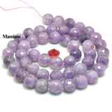 Mamiam Natural Purple Lepidolite Faceted Round Beads 6mm 8mm 10mm