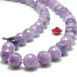 Mamiam Natural Purple Lepidolite Faceted Round Beads 6mm 8mm 10mm