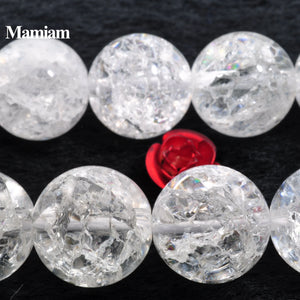 Cracked Crystal Quartz Beads Smooth Loose Stone DIY Bracelet Necklace